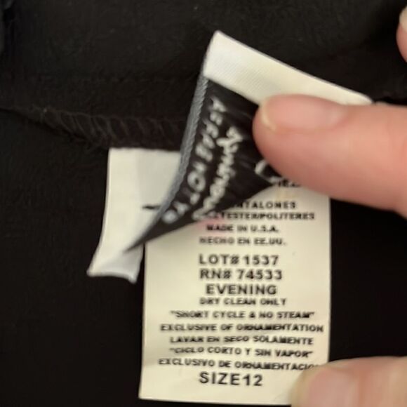 Jeffrey & Sara Evening By Tom Barra 2-Pc Black Sheer Wide Leg Skirt /Top Overlay - Picture 12 of 13